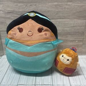 Disney Squishmallows Jasmine & Abu Plush with Turquoise and Brown